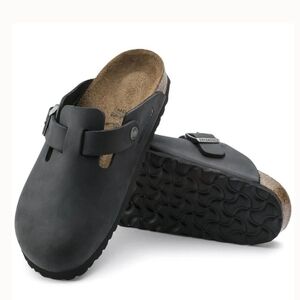 NEW Black Birkenstock Boston Oiled Leather Clogs Size 40 Narrow Fit